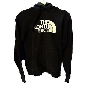 The North Face Women's Hoodie‎ Small Black Pullover Sweatshirt White Logo Outdoo